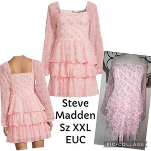 Steve Madden Triple Ruffled Smocked Dress Sz XXL